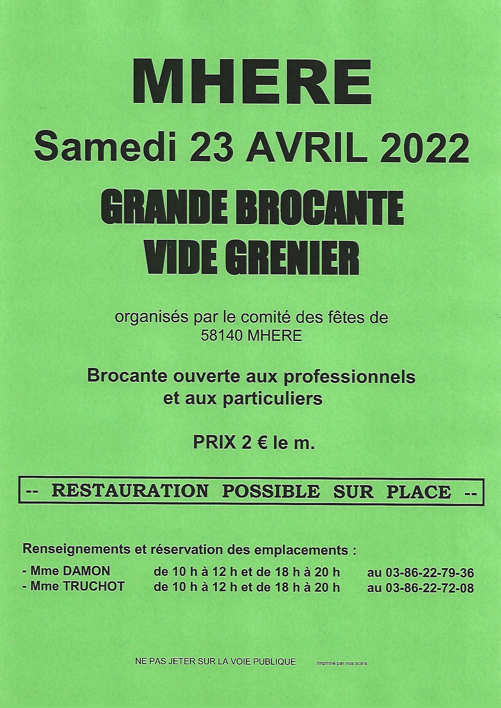 affiche brocante 2022 Mhère