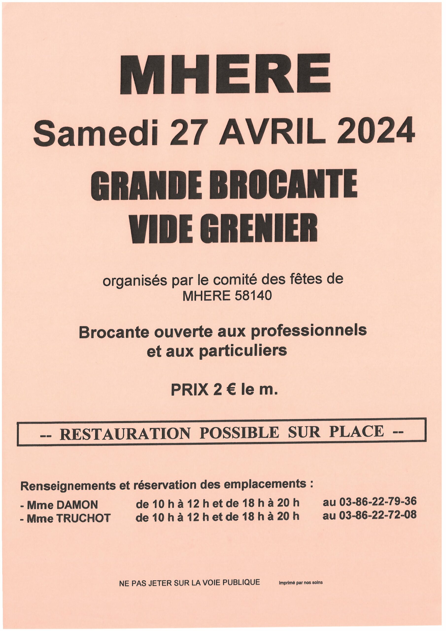 Brocante 27 avril 2024
